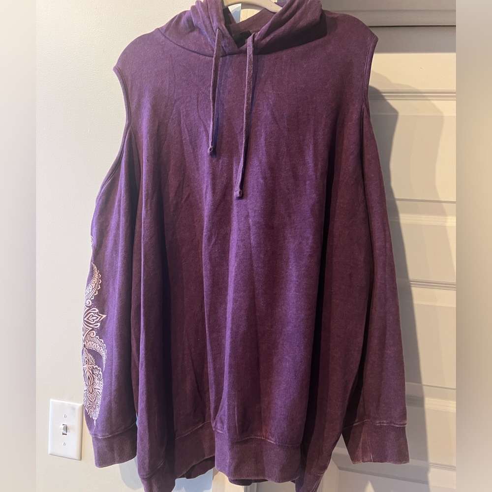 TORRID Purple Off-Shoulder sweater w/Hood